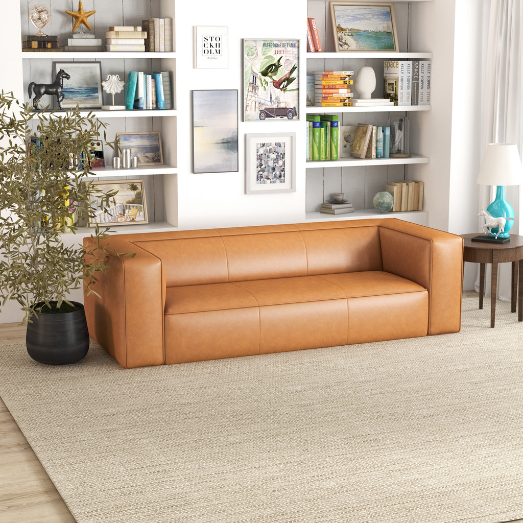 Emerson Leather Sofa (Tan) | Mid in Mod | Houston TX | Best Furniture stores in Houston