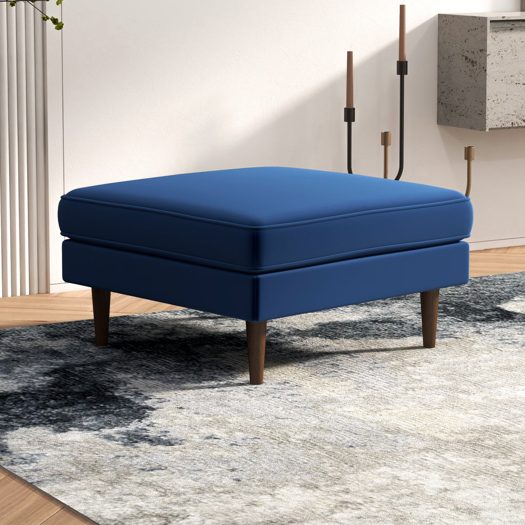 Fordham Ottoman (Blue Velvet) - MidinMod Houston Tx Mid Century Furniture Store - Ottoman 1