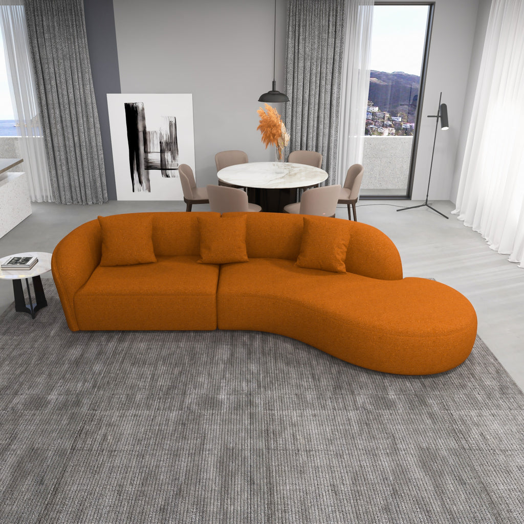 Galleria Sectional Sofa - Burnt Orange Boucle | MidinMod | TX | Best Furniture stores in Houston