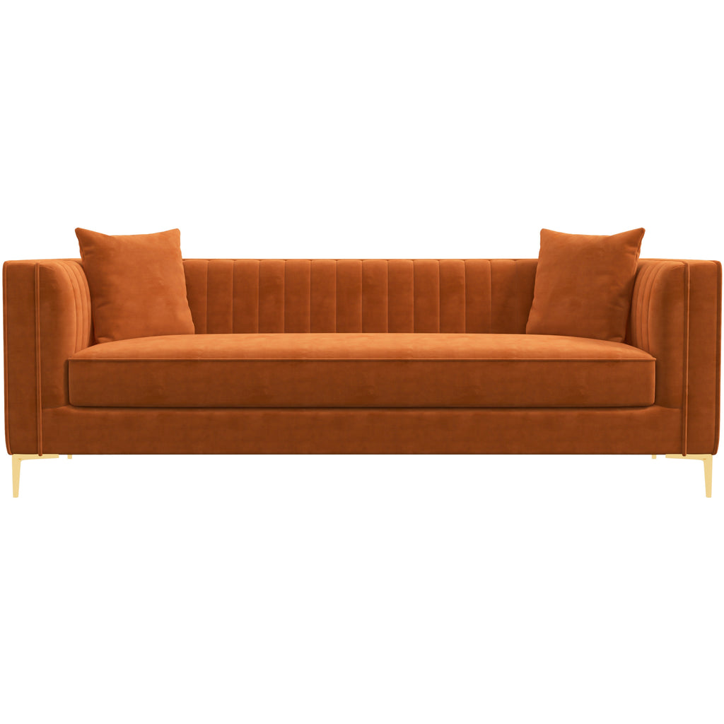 Kendra Sofa 91" - Orange Velvet  | MidinMod | Houston TX | Best Furniture stores in Houston