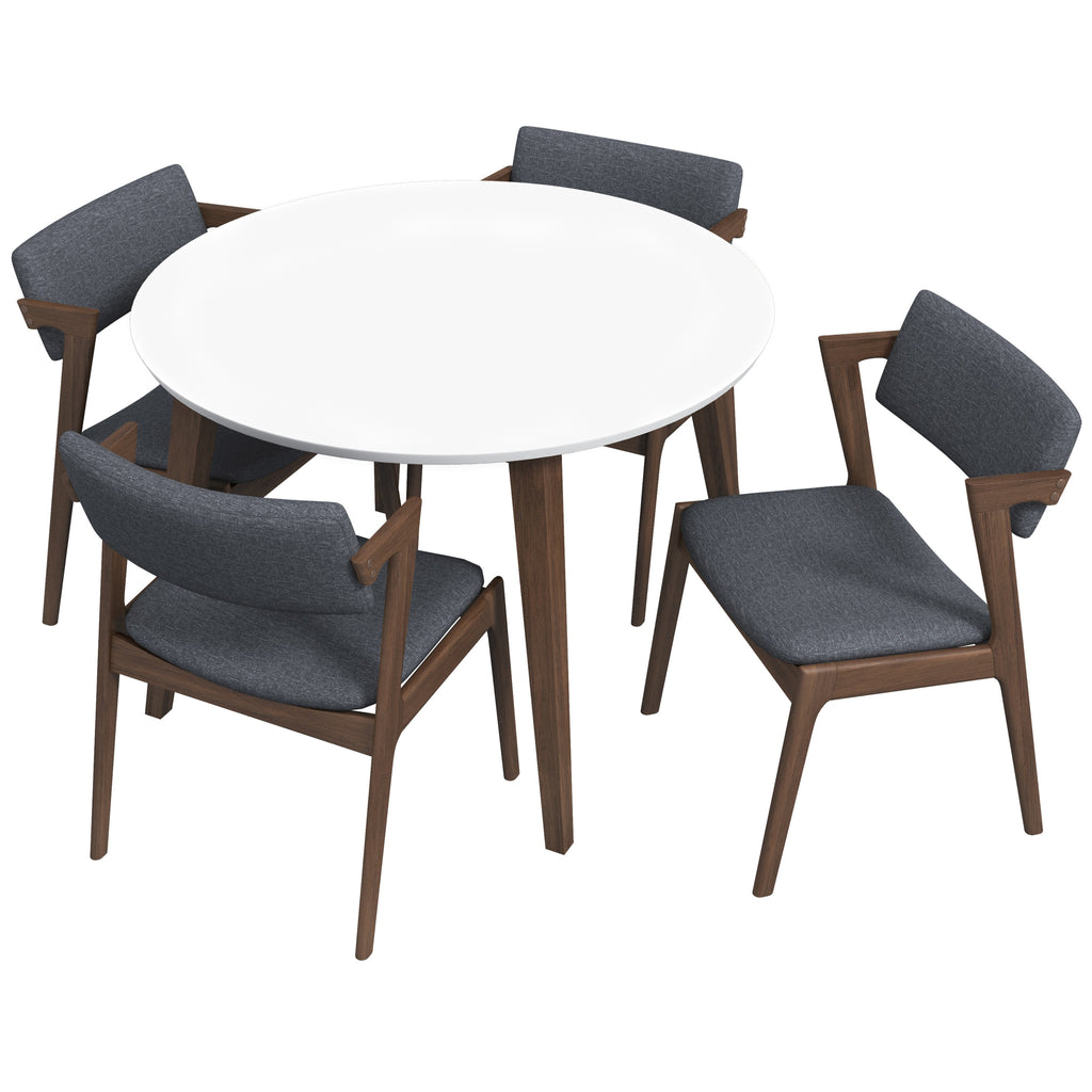 Palmer Dining set with 4 Ricco Dark Gray Dining Chairs (white) | Mid in Mod | Houston TX | Best Furniture stores in Houston