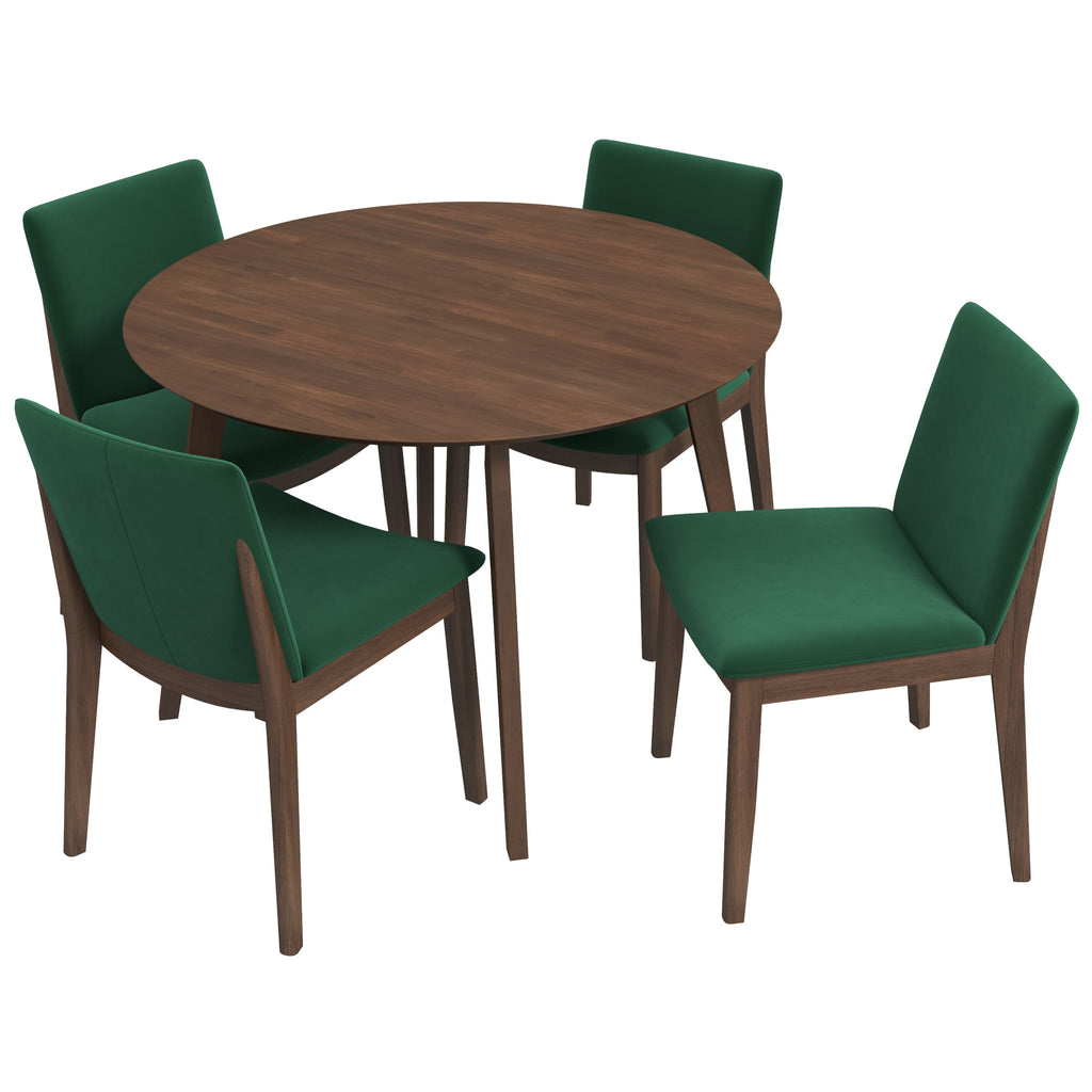 Aliana  Dining Set - 4 Virginia Green Chairs (Walnut) | MidinMod | TX | Best Furniture stores in Houston