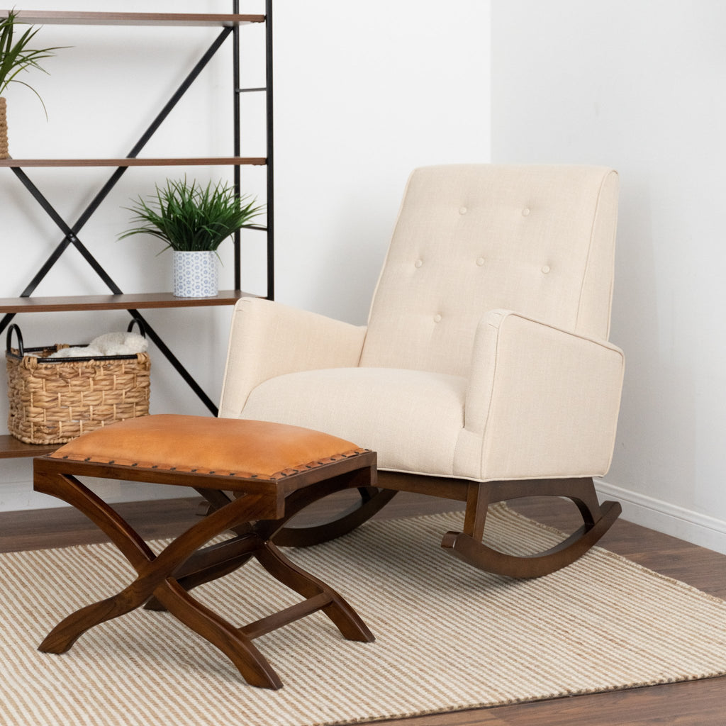 Buki Ottoman -Tan Leather | MidinMod | Houston TX | Best Furniture stores in Houston