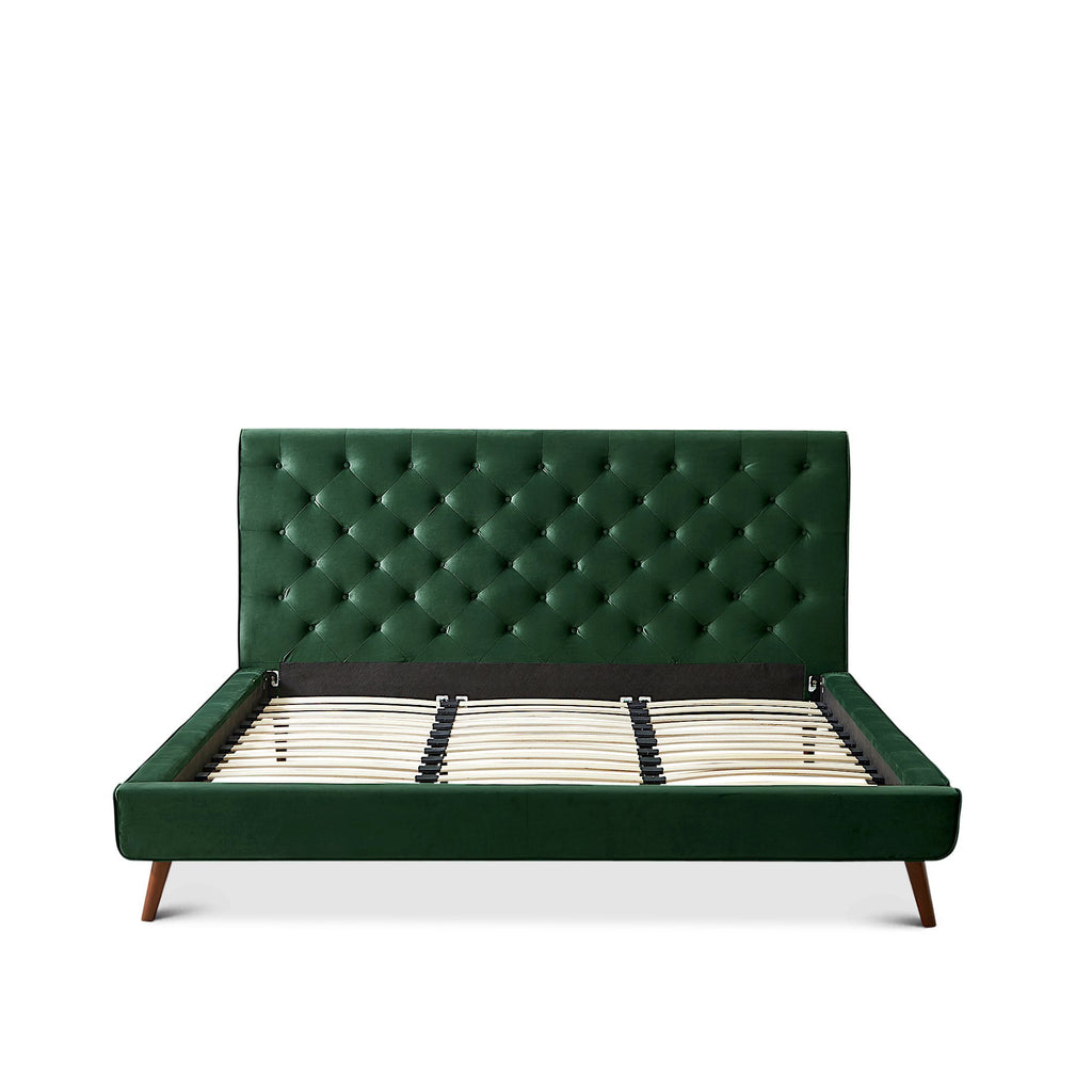 Ashley Platform Bed (King - Green Velvet) | Mid in Mod | Houston TX | Best Furniture stores in Houston