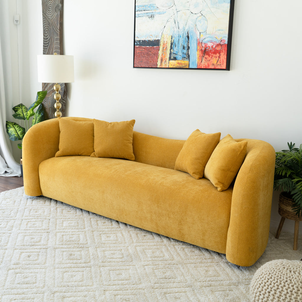 Hana Sofa Gold Boucle japandi home decor | MidinMod | Texas | Best Furniture stores in Houston
