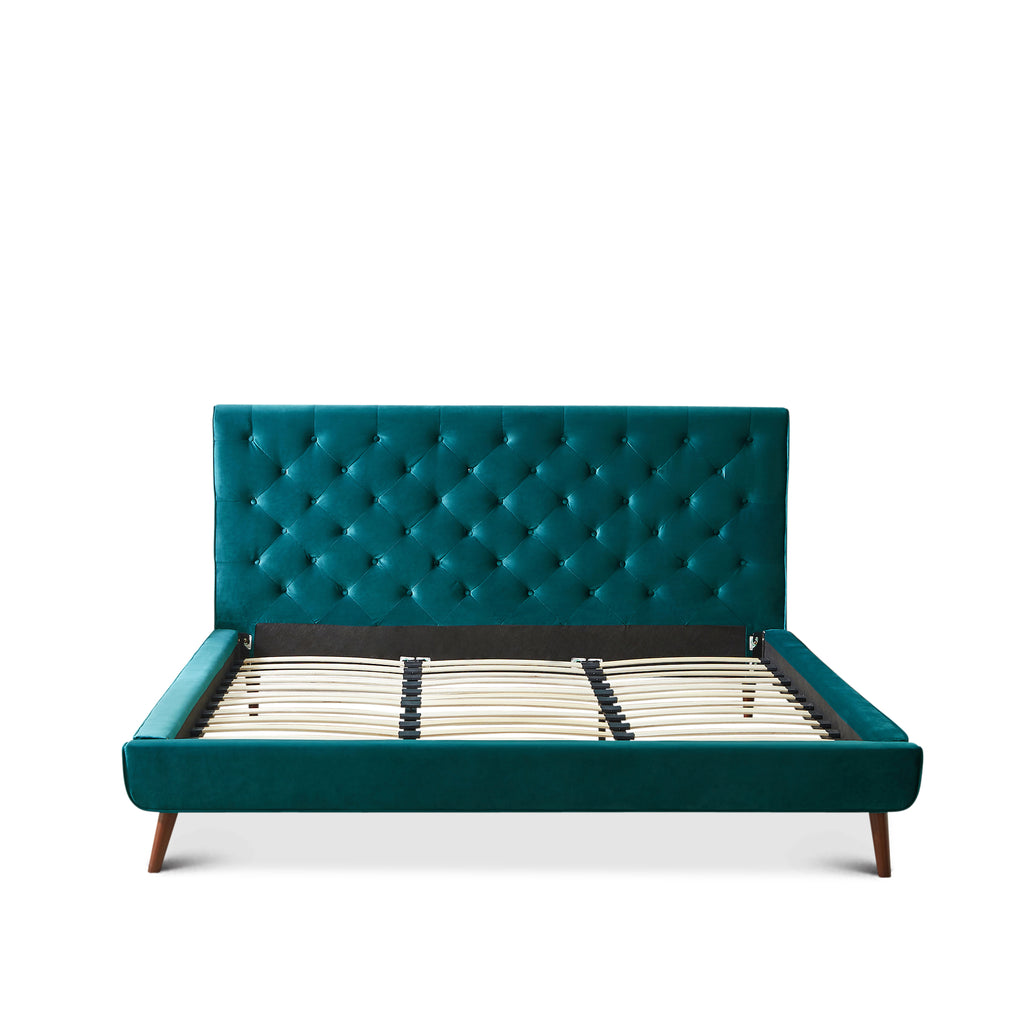 Ashley King Turquoise Velvet Platform Bed  | MidinMod | Houston TX | Best Furniture stores in Houston