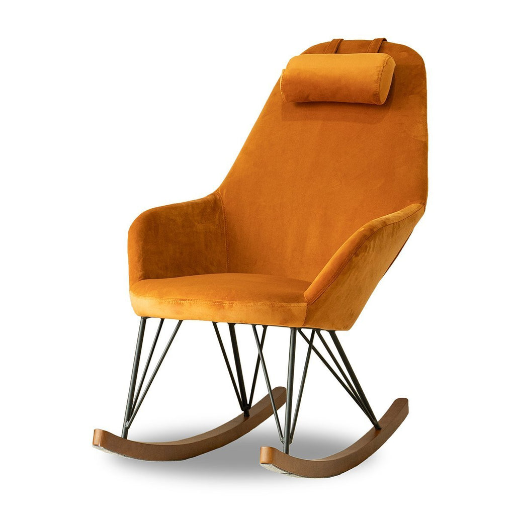 Ingrid  Orange Velvet Rocking Chair  | MidinMod | Houston TX | Best Furniture stores in Houston