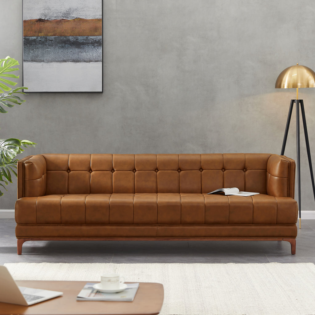 Kennedy Sofa - Cognac Leather  | Mid in Mod | Houston TX | Best Furniture stores in Houston