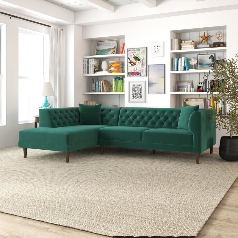 Caldo Sectional Sofa - Green Left Chaise | MidinMod | Houston | Best Furniture stores in Houston