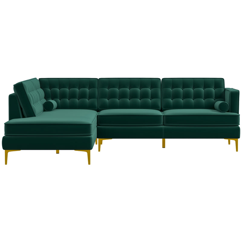 Caleb Sectional Sofa - Green Velvet Left Chaise | MidinMod | TX | Best Furniture stores in Houston
