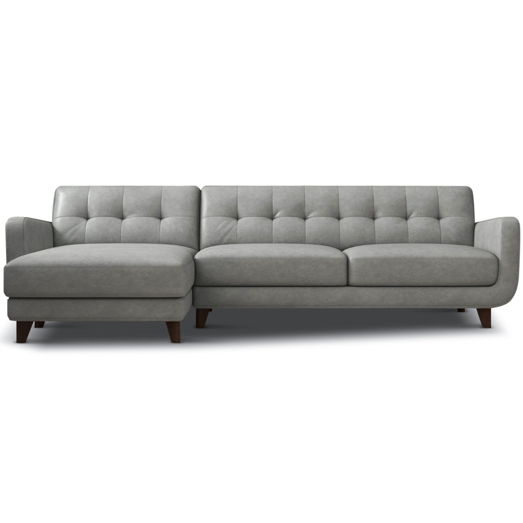 Cassie  Sectional Sofa - Grey Leather Left Chaise | MidinMod | TX | Best Furniture stores in Houston