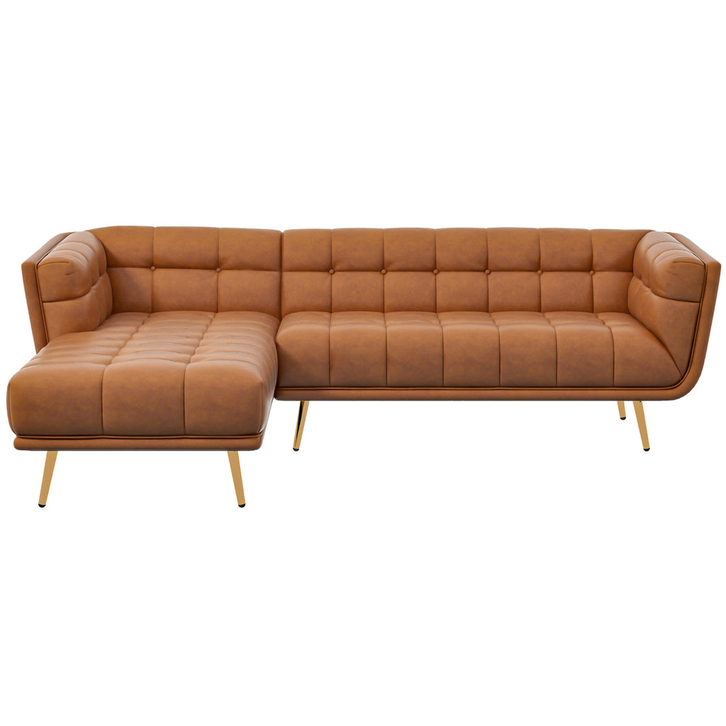 Kano Sectional Sofa - Cognac Leather Left Chaise TX | Best Furniture stores in Houston