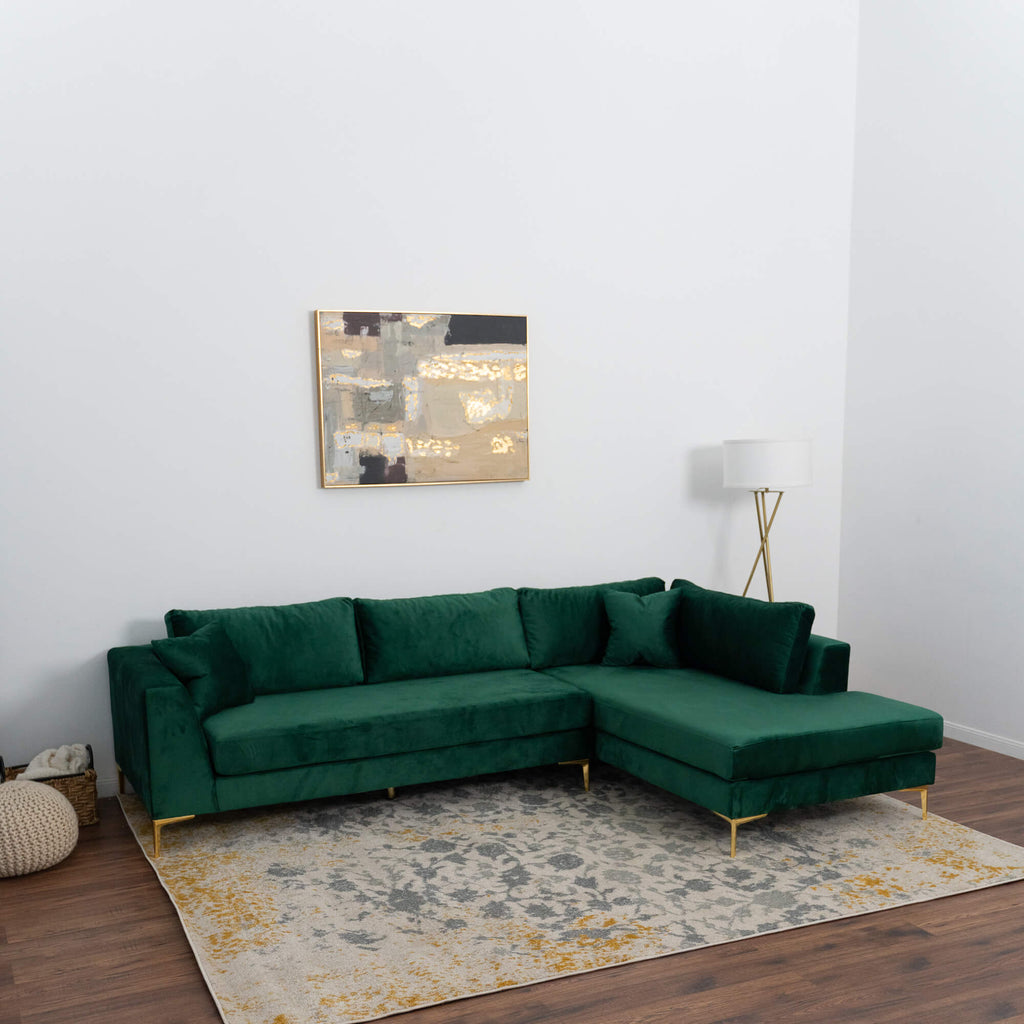 Mid century Furniture - Handcrafted green sectional