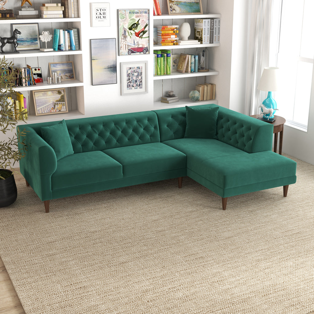Caldo Sectional Sofa - Green Right Chaise | MidinMod | TX | Best Furniture stores in Houston