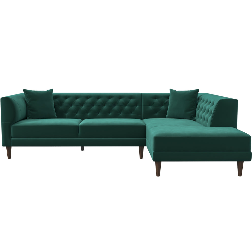 Caldo Sectional Sofa - Green Right Chaise | MidinMod | TX | Best Furniture stores in Houston