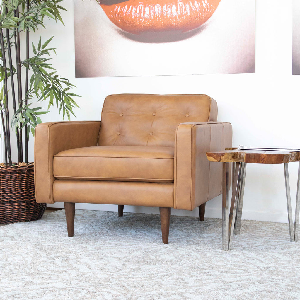 Broxton Leather Lounge Chair (Tan) | Mid in Mod | Houston TX | Best Furniture stores in Houston